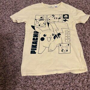 Pokemon Pikachu T Shirt Size 8-10 Yellow Short Sleeve H&M 100% Cotton Crew Neck